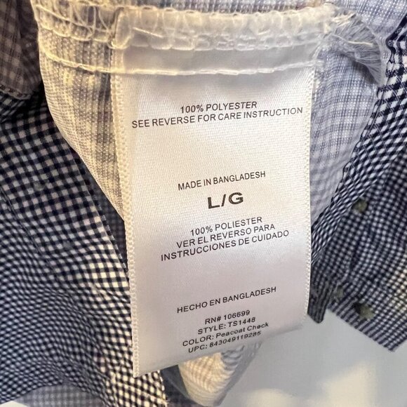 Habit Mens Performance UPF 40 Long Sleeve Shirt L Blue Gingham Check Outdoor - Picture 4 of 5